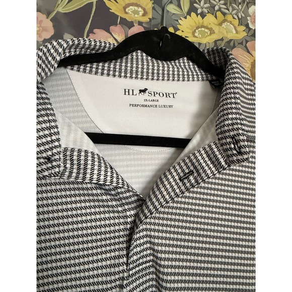 HL Sport Mens 2XL Performance Luxury Polo Shirt Gingham Check Short Sleeve - Picture 2 of 8